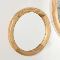 HOMCOM Lot de 3 Miroir Rond Miroir mural avec Cadre en Bois pour Chambre, Salle de Bain Ø 25,4 cm 35,6 cm et 45,7 cm(m-7)