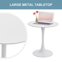 HOMCOM Masa de Cocktail Rotunda Minimal cu Baza din Metal Alb D70 x 73 cm(m-8)
