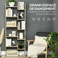 HOMCOM Bibliothèque étagère à 6 niveaux meuble de rangement cloison séparateur design moderne 11 étagères ouvertes hauteur 162,6 cm - MDF(m-5)