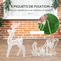 Outsunny Renne et traineau lumineux décoration de Noël 120 LED -  90 x 30 x 60 cm(m-7)