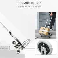 Durhand Carucior pentru Pachete Pliabil in Aluminiu cu 6 Roti pentru Scari Incarcare Max 70kg(m-5)