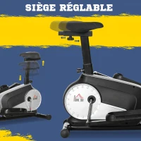 HOMCOM Vélo elliptique 2 en 1 vélo d'appartement écran LCD Multifonction Hauteur & résistance réglable Acier Noir(m-7)