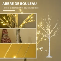 HOMCOM Arbre lumineux LED - décoration lumineuse blanc chaud - 72 LEDs - usage intérieur - 120 cm - décoration de noël chambre maison blanc(m-5)