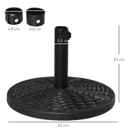 Outsunny Base per Ombrellone Rotonda Effetto Rattan Ø45x33 cm, Peso 9.5kg per Giardino e Terrazzo, Nero(m-3)