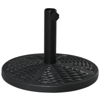 Outsunny Base per Ombrellone Rotonda Effetto Rattan Ø45x33 cm, Peso 9.5kg per Giardino e Terrazzo, Nero(m-1)