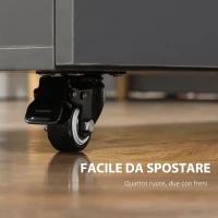 HOMCOM Tavolo Pieghevole Salvaspazio per 4 Persone max con 4 Ruote, Ripiano Nascosto e Armadietto con Ante, 70x83x75 cm(m-7)