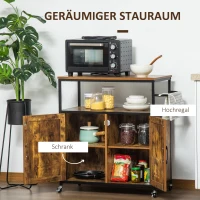 HOMCOM Wózek kuchenny 1 Styl przemysłowy 1 Regał 1 Szafa 4 Rolki 90 cm x 40 cm x 90 cm Czarny + Brąz(m-4)