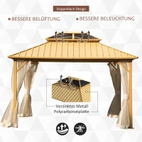 Outsunny partytent met zijwanden, partytent met PC dak, partytent, partytent, aluminium, 3,65 x 2,99 x 2,84 m zijwanden PC daktent partytent aluminium(m-4)