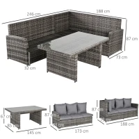 Outsunny Salotto da Giardino Set 3 Pz con 2 Divani da Esterno e 1 Tavolo da Giardino in Rattan Sintetico Grigio(m-3)