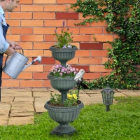 Outsunny Fioriera su 3 Livelli con Forma a Fontana, Design Vintage e Salvaspazio, Colore: Verde Antico, Ф43 x 98.5 cm(m-10)