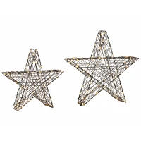 Outsunny Weihnachtsbeleuchtung, Set aus 2 Weihnachssternen, 160 LEDs, wetterfest, Metall, 80 x 30 x 80cm(m-1)