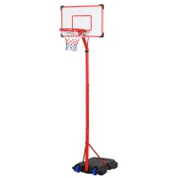HOMCOM Canestro Basket per Bambini Portatile con Tabellone Bianco, Piantana, 2 Ruote e Altezza Regolabile 216-261.5cm(m-10)