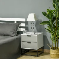 HOMCOM Lampka nocna z obrotową podstawą kryształową, metalową podstawą i abażurem, Gniazdo E14, Metal, Tkanina Poliestrowa, Szkło Kryształowe, kremowa, 20x20x47 cm(m-10)