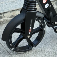 HOMCOM Monopattino Pieghevole per Bambini fino a 14 Anni con Grande Ruote Luminose e Manubrio Regolabile su 3 Livelli Nero, 200mm(m-9)