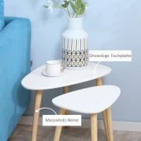 HOMCOM 2er-Set Beistelltische Skandi-Design 59,5 cm x 39,5 cm x 45 cm MDF Kiefernholz Weiß + Natur(m-5)