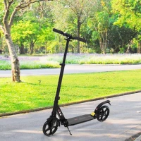 HOMCOM Monopattino Pieghevole per Bambini fino a 14 Anni con Grande Ruote Luminose e Manubrio Regolabile su 3 Livelli Nero, 200mm(m-10)