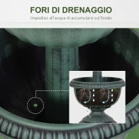 Outsunny Fioriera su 3 Livelli con Forma a Fontana, Design Vintage e Salvaspazio, Colore: Verde Antico, Ф43 x 98.5 cm(m-6)