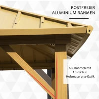 Outsunny partytent met zijwanden, partytent met PC dak, partytent, partytent, aluminium, 3,65 x 2,99 x 2,84 m zijwanden PC daktent partytent aluminium(m-6)