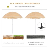 Outsunny Ombrellone da Spiaggia a 8 Stecche con Palo Inclinabile, in Poliestere e Metallo, 1.6x2 m, Beige(m-7)