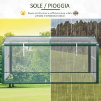 Outsunny Serra da Giardino in PC e Alluminio con Tetto Regolabile, 130x70x61 cm, Verde e Trasparente(m-6)