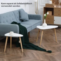 HOMCOM 2er-Set Beistelltische Skandi-Design 59,5 cm x 39,5 cm x 45 cm MDF Kiefernholz Weiß + Natur(m-6)