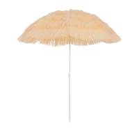 Outsunny Ombrellone da Spiaggia a 8 Stecche con Palo Inclinabile, in Poliestere e Metallo, 1.6x2 m, Beige(m-1)