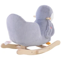 HOMCOM krzesło bujane pingwin na biegunach konik na biegunach z muzyką plusz(m-11)