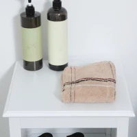 kleankin kleakin Badezimmerschrank 1 Fach 1 Schrank Schranktür in Rattan-Optik 35 cm x 32 cm x 80 cm MDF-Holz Weiß(m-8)