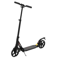 HOMCOM Monopattino Pieghevole per Bambini fino a 14 Anni con Grande Ruote Luminose e Manubrio Regolabile su 3 Livelli Nero, 200mm(m-11)