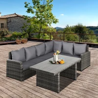 Outsunny Salotto da Giardino Set 3 Pz con 2 Divani da Esterno e 1 Tavolo da Giardino in Rattan Sintetico Grigio(m-2)