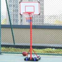 HOMCOM Canestro Basket per Bambini Portatile con Tabellone Bianco, Piantana, 2 Ruote e Altezza Regolabile 216-261.5cm(m-2)