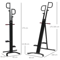 HOMCOM Vertical Climber con Monitor LCD e Altezza Regolabile, Arrampicatore in Acciaio e ABS, 100x60x175-195 cm, Nero(m-3)