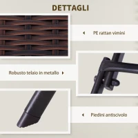 Outsunny Set da Giardino Pieghevole da 3 Pezzi in Rattan PE e Metallo, Set 2 Sedie e Tavolino da Caffè, Protezione dai Raggi UV, Set di Mobili da Balcone, per Patio e Cortile, Marrone(m-4)