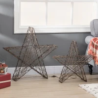 Outsunny Weihnachtsbeleuchtung, Set aus 2 Weihnachssternen, 160 LEDs, wetterfest, Metall, 80 x 30 x 80cm(m-8)