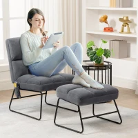 HOMCOM Fauteuil relax massant avec Repose-Pieds Fauteuil de salon rembourré en Tissu Aspect Velours - télécommande - Pieds en Acier(m-2)