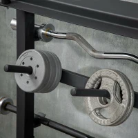 HOMCOM Porta Bilanciere Multiuso per Barre, Manubri e Dischi Pesi in Acciaio, 100x55x102cm, Nero(m-8)