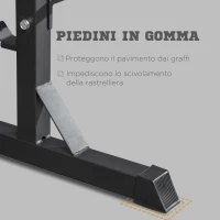 HOMCOM Porta Bilanciere Multiuso per Barre, Manubri e Dischi Pesi in Acciaio, 100x55x102cm, Nero(m-6)