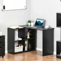 HOMCOM Eckschreibtisch Schreibtisch L-förmiger Schreibtisch Computertisch PC Laptop-Spieltisch Winkel Staufach Büro Schwarz 100 x 90 x 75 cm(m-2)