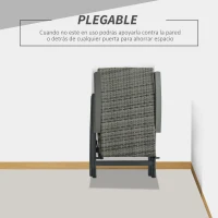 Outsunny Silla Plegable de Ratán con 5 Posiciones Silla Reclinable de Aluminio para Jardín Balcón Terraza Exterior Carga 160 kg 59x68x107 cm Gris(m-5)