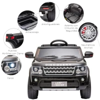 HOMCOM Coche Eléctrico para Niños de +3 Años Landrover con Licencia Control Remoto Batería 12V y 2 Motores Velocidad de 3-5 km/h 102,5x69x55,4 cm Negro(m-7)
