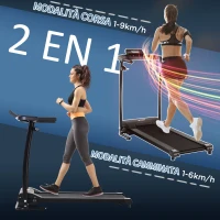 HOMCOM Tapis Roulant Elettrico Pieghevole 500W con 3 Programmi e Monitor LCD per Allenamento a Casa o in Ufficio(m-4)