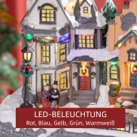 HOMCOM kerstdecoratie, kerstdorp, 22 kleurrijke LED's, ontroerend kerstteam, 38,5 x 20,5 x 33 cm(m-5)