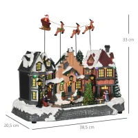 HOMCOM kerstdecoratie, kerstdorp, 22 kleurrijke LED's, ontroerend kerstteam, 38,5 x 20,5 x 33 cm(m-3)