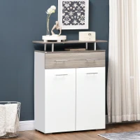 HOMCOM Aparador con Cajón 2 Puertas y Estante Superior para Dormitorio Entrada Pasillo 85x38,5x111,5 cm Blanco(m-2)