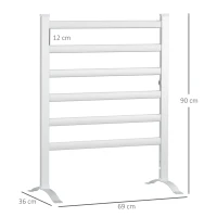 HOMCOM Toalheiro Elétrico para Casa de Banho 140W IPX4 Aquecedor de Toalhas Parede ou Chão com 6 Barras 90x36x69cm Prata(m-3)