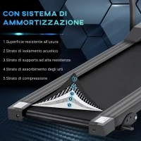 HOMCOM Tapis Roulant Elettrico con Schermo LCD Pieghevole per Allenamento a Casa o in Ufficio, 0.75 HP, Velocità 10km/h, Nero(m-8)