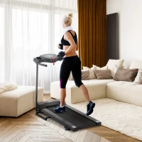 HOMCOM Tapis Roulant Elettrico con Schermo LCD Pieghevole per Allenamento a Casa o in Ufficio, 0.75 HP, Velocità 10km/h, Nero(m-2)