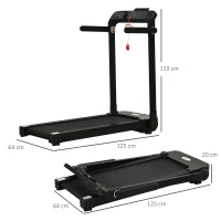 HOMCOM Cinta de Correr Plegable Cinta para Correr Velocidad hasta 10 km/h con 4 Pantallas LED 12 Programas 64x125x119 cm Negro(m-3)