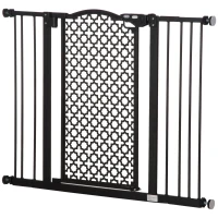 PawHut 74-105cm Pet Safety Gate Stair Barrier, with Auto Close, Double Locking - Black(m-11)