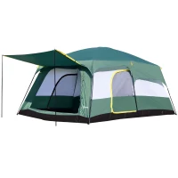Outsunny Tienda de Campaña Familiar 5-6 Personas Carpa Grande Acampada Tipo Refugio con Bolsa de transporte 4,3x3x2 m Verde(m-1)